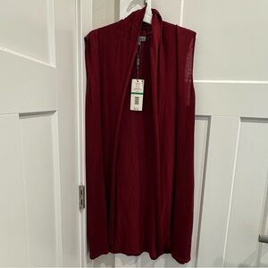 Joseph A Women's Cardigan Size L Red Sleeveless Long Open Front NWT